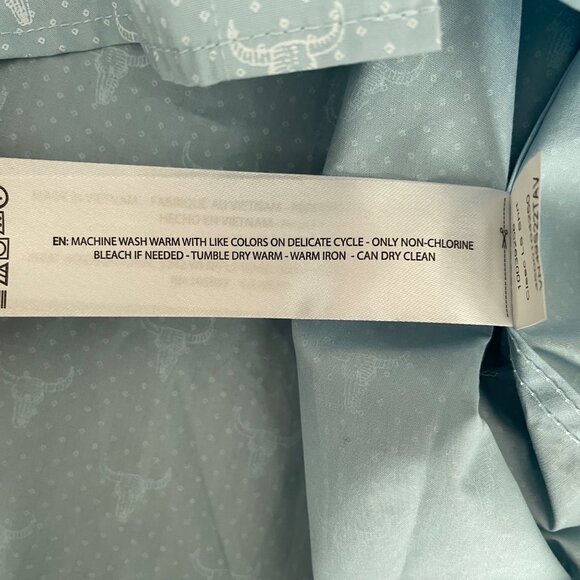 Ariat Mens Long Sleeve Button Up Print Shirt M Light Blue Cattle Skull Western - Picture 5 of 10